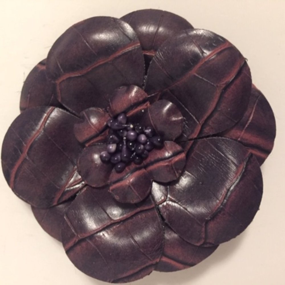 Funky Purple Croc-Like Brooch Lapel Pin Seed Bead